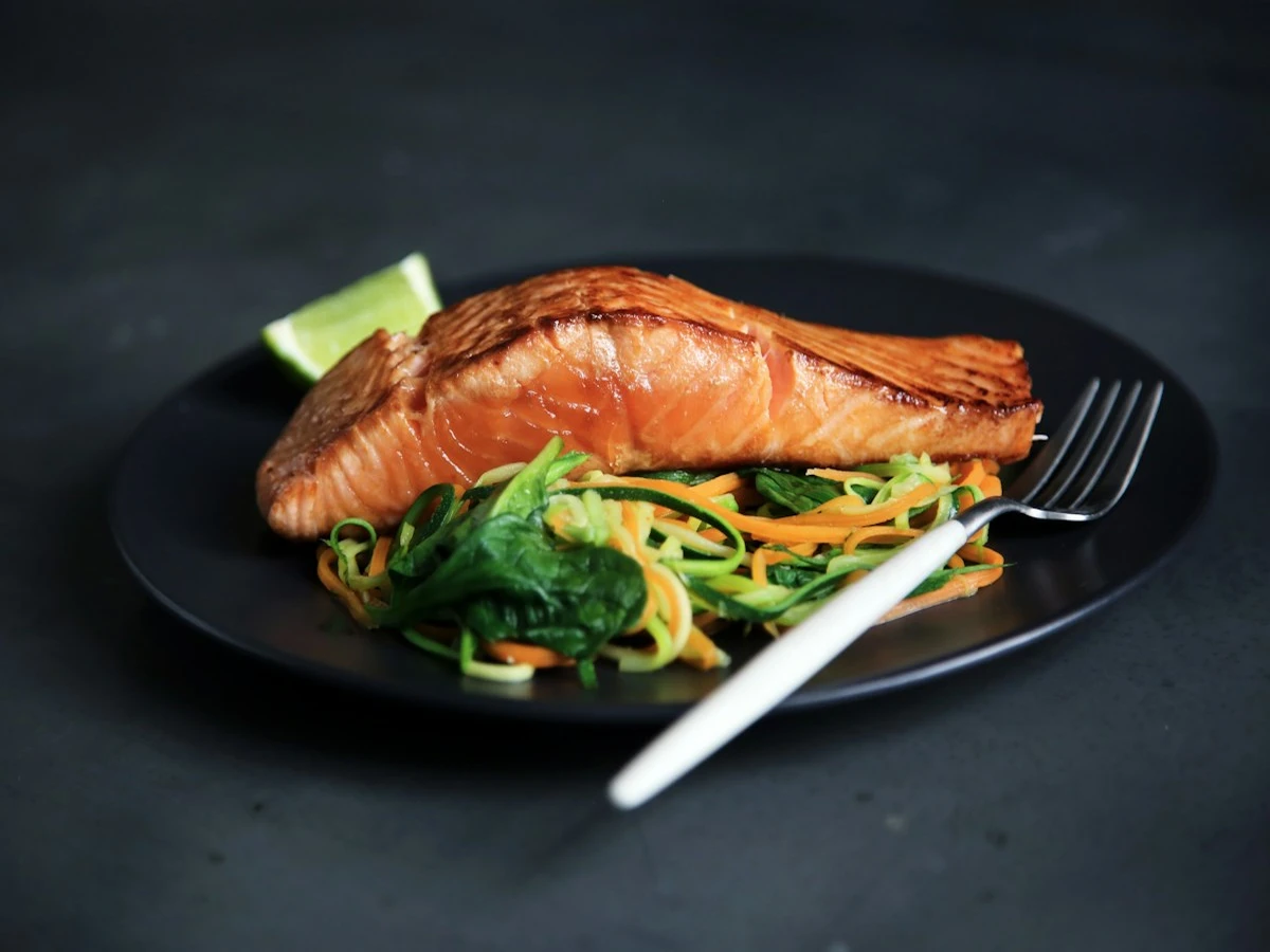 Air Fryer Crispy Lemon Herb Salmon & Asparagus